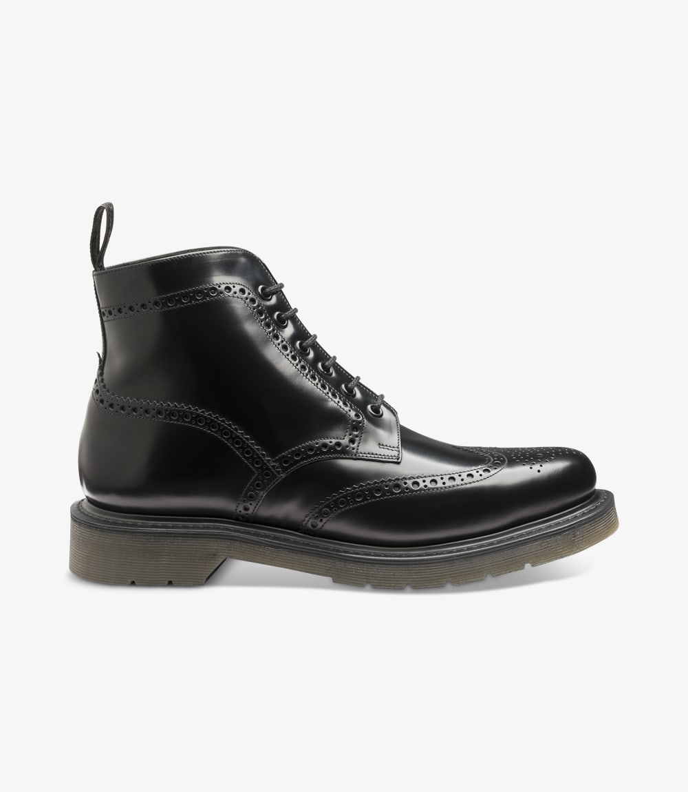loake black brogue boots