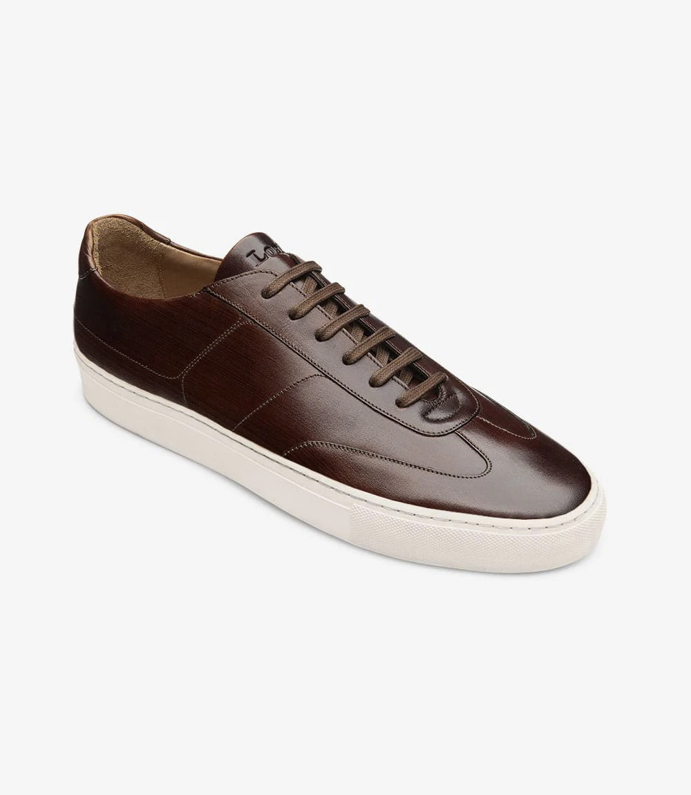 Men's Owens Dark Brown trainer shoes, featuring rubber soles | Angle View