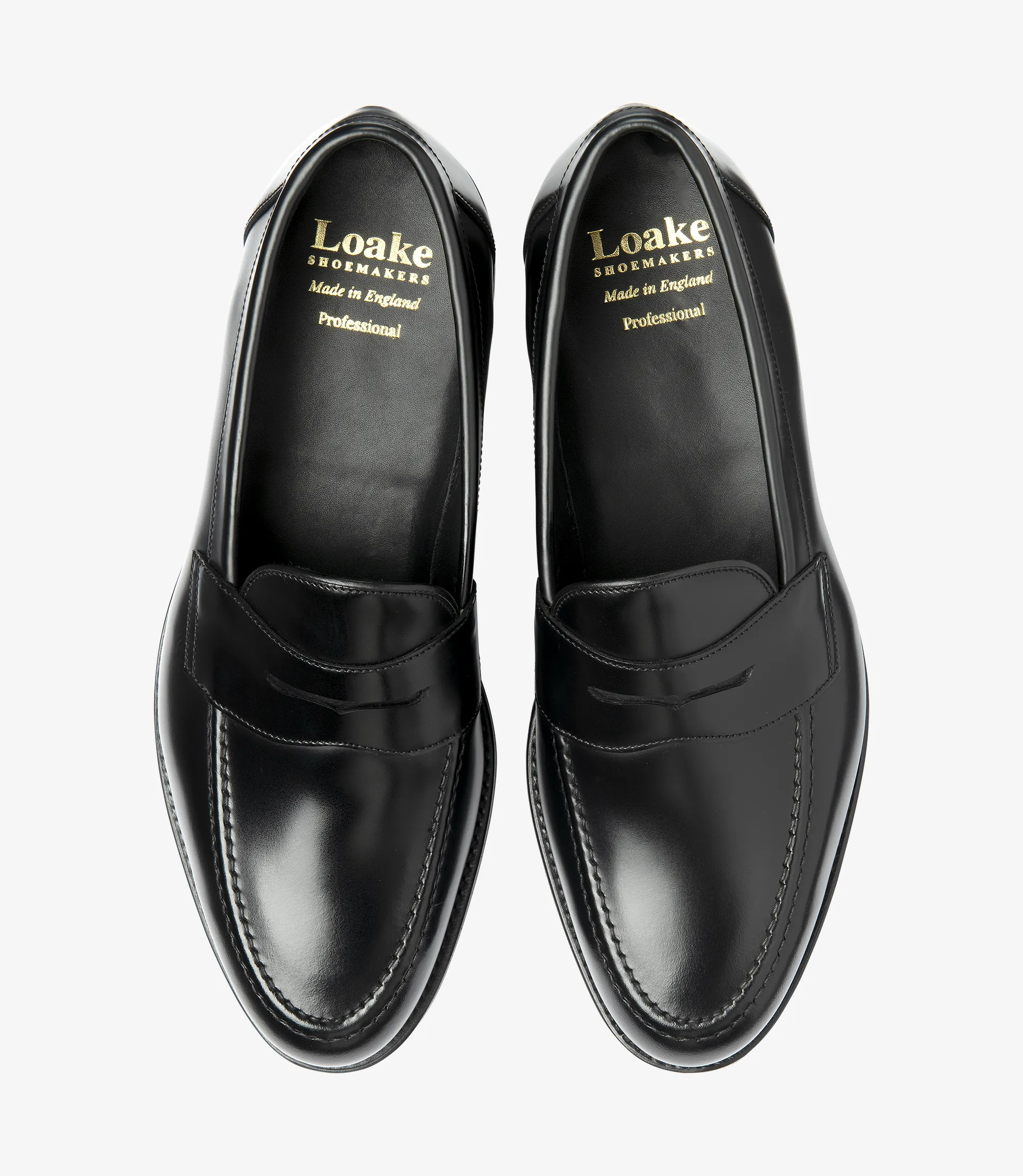 Men's Imperial Black loafer shoes featuring rubber soles | Top View